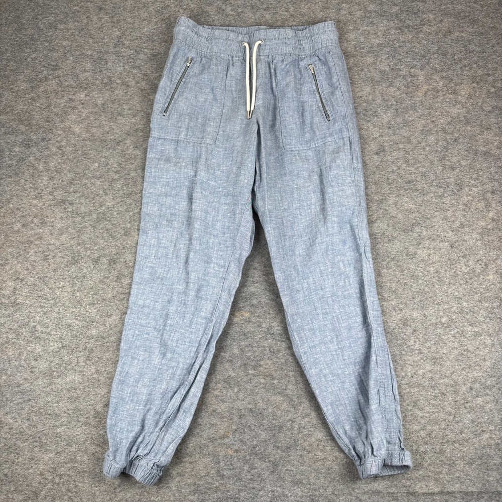 Athleta Cabo Linen Jogger Pant 28" Elastic Waist Pockets Blue 530642‎ Womens 6